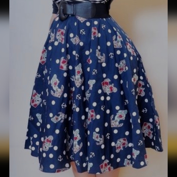 Hell Bunny 50s style anchor print swing skirt - Picture 3 of 7